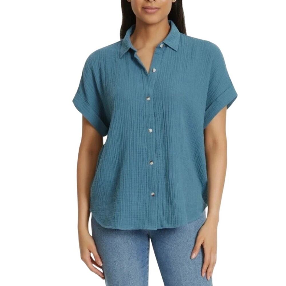 Jessica Simpson Womens Green Gauze Cap sleve Blouse XXL